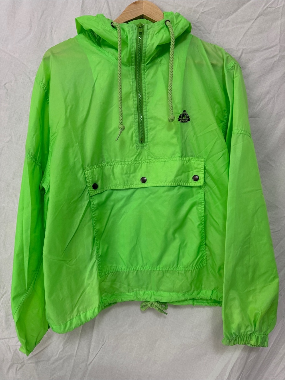 Vintage 90s Izod Neon Green Hooded Pullover